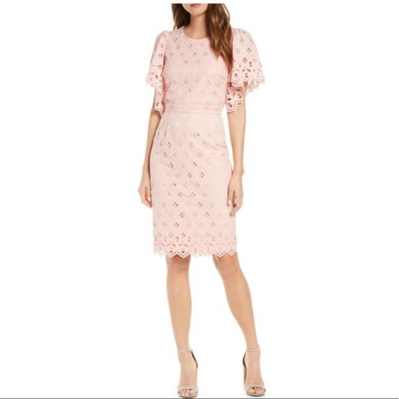 Rachel Parcell Pink Eyelet Sheath Dress 
